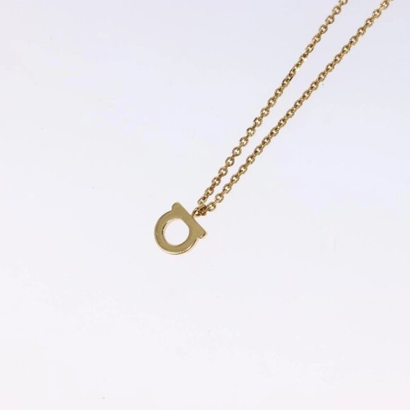 Salvatore Ferragamo Gancini Necklace metal Gold Tone Auth sw1386M - Picture 3 of 16
